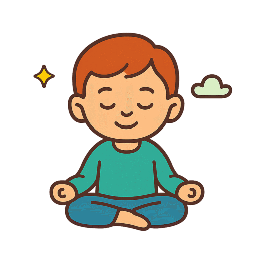 Criança meditando com expressão tranquila